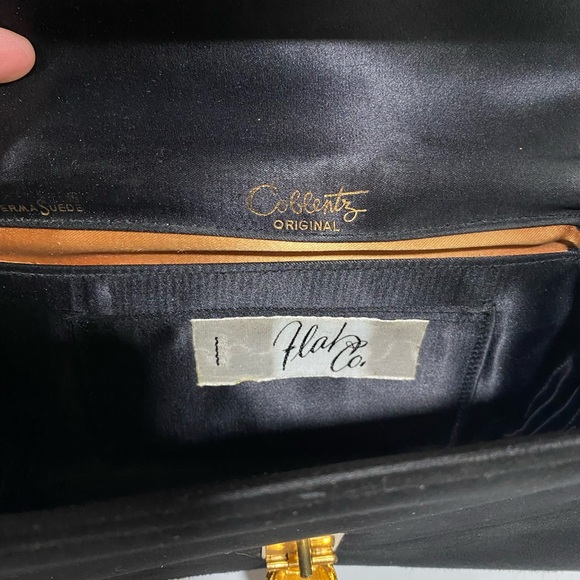 Vintage 1960's Coblentz Original Black Suede Purse Bag 9x 5.5 x2 Artichoke Clasp - Picture 13 of 14